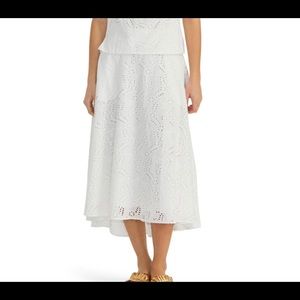 Eyelet Cotton Midi Circle Skirt